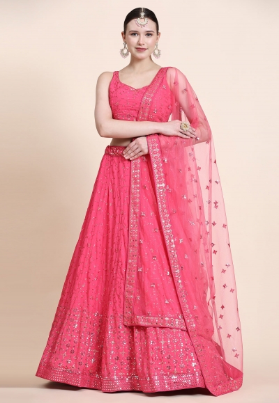 Georgette a line lehenga choli in Pink colour 5023