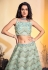 Soft net readymade circular lehenga choli in Pista green colour 62002