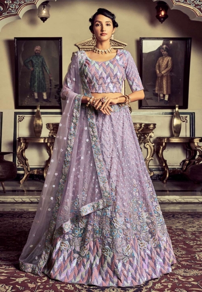 Georgette circular lehenga choli in Lavender colour 51007
