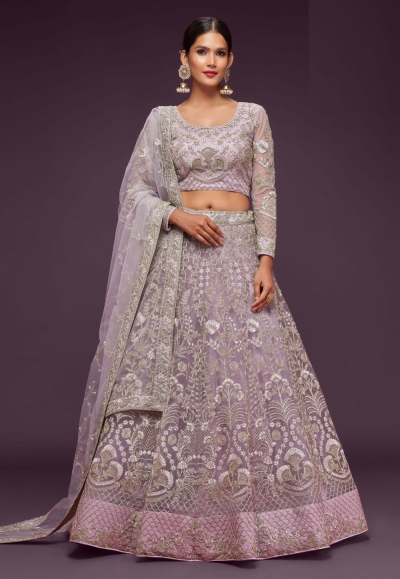 Soft net circular lehenga choli in Lavender colour 7903