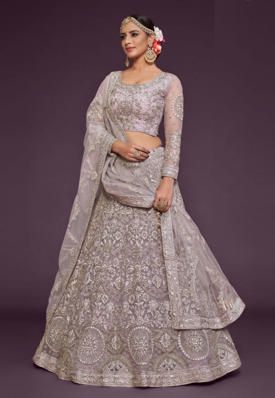 Soft net circular lehenga choli in Light pink colour 7907