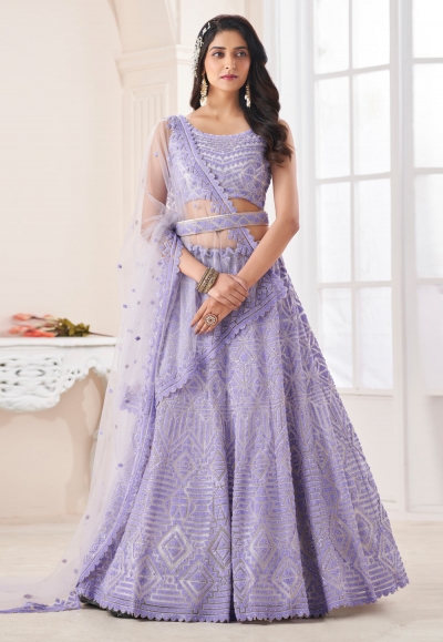 Soft net circular lehenga choli in Light purple colour 73006