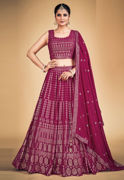 Georgette circular lehenga choli in Magenta colour 1705