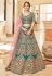 Velvet a line lehenga choli in Teal colour 7419