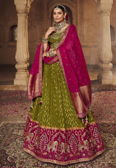 Viscose circular lehenga choli in Mehndi colour 105A