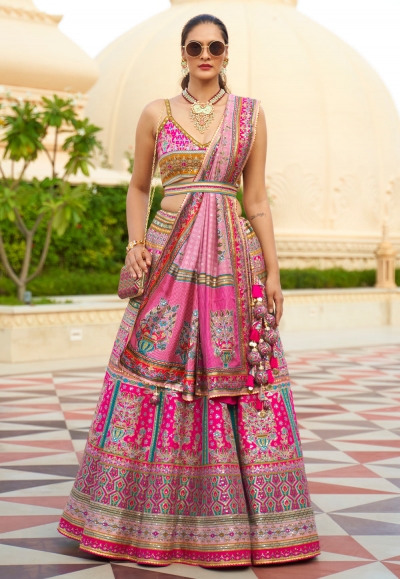 Silk circular lehenga choli in Pink colour 13RL