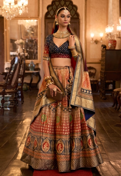 Silk circular lehenga choli in Red colour 1159