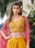 Yellow Pink satin readymade dhoti set cape suit 1134