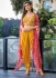 Yellow Pink satin readymade dhoti set cape suit 1134