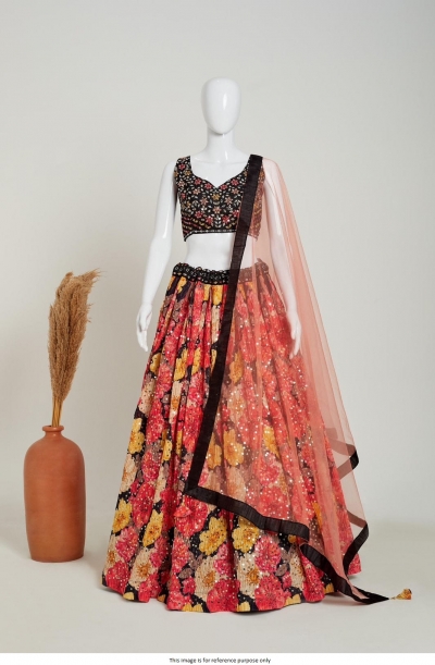 Bollywood Model Multi color floral sequins lehenga