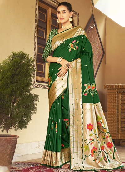 Green Silk Festival Wear Weaving Saree PUSHPA 1004