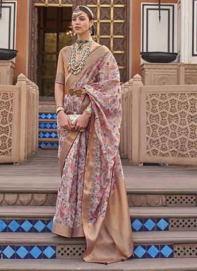 Pink Organza Party Wear Digital Printed Saree RANGMANCH 801