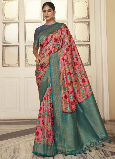 Pink Silk Wedding Wear Digital Printed Saree THEKANCHI 6709