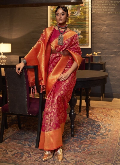 Red Silk Wedding Wear Weaving Saree KARZOESILK 252006