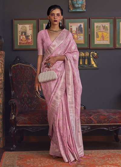 Pink Silk Festival Wear Weaving Saree KHABUTAISILK 322001