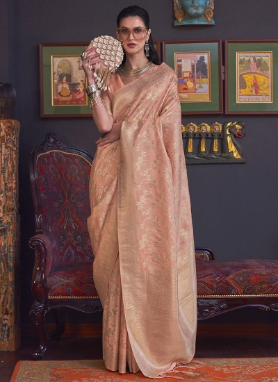 Peach Silk Festival Wear Weaving Saree KHABUTAISILK 322004