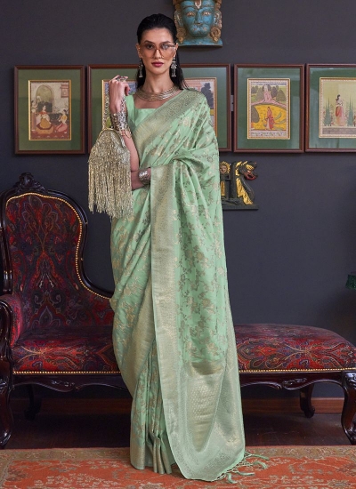 Light Green Silk Festival Wear Weaving Saree KHABUTAISILK 322006