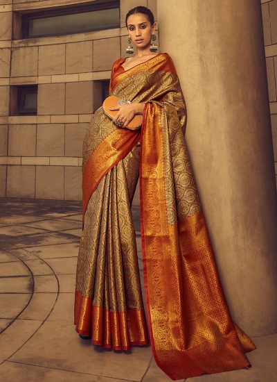 Golden Silk Tradional Wear Weaving Saree AVZEESILK 1203