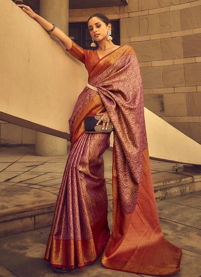 Purple Silk Tradional Wear Weaving Saree AVZEESILK 1204