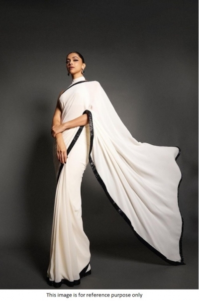 Bollywood Deepika Padukone inspired creamy white georgette saree