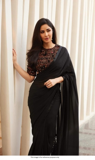 Bollywood Katrina Kaif Inspired black georgette saree
