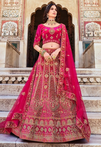 Magenta velvet bridal lehenga choli 2087