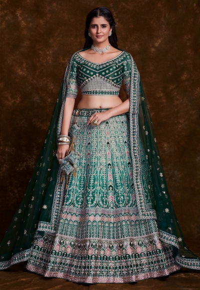 Green art silk a line lehenga choli 75005