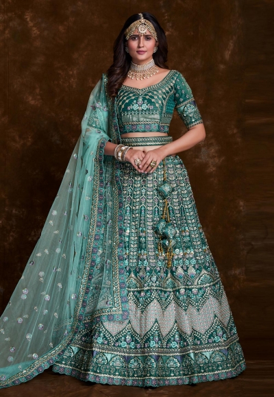 Green art silk a line lehenga choli 75007