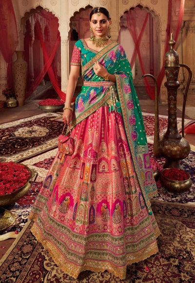 Pink banarasi silk lehenga choli 10256