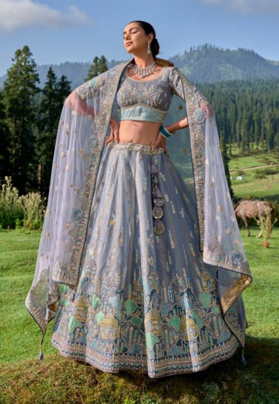 Grey viscose lehenga choli 6309