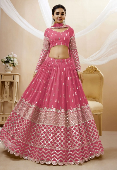 Pink georgette circular lehenga choli 301