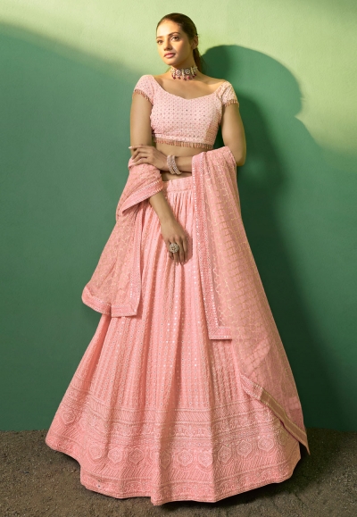 Light pink georgette lehenga choli for women 85005