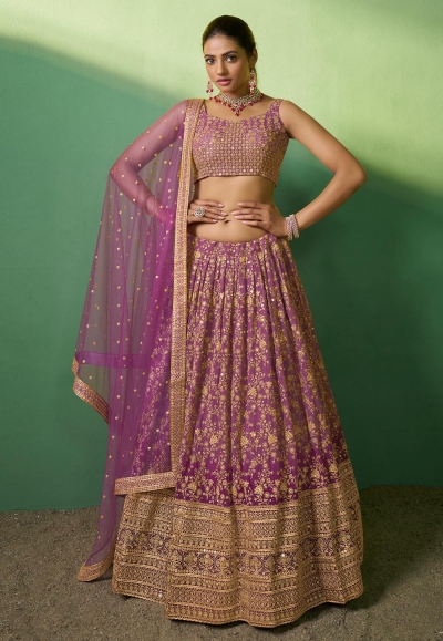 Purple georgette lehenga choli 85010