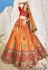 Orange banarasi silk lehenga choli for wedding 7107