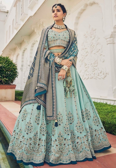 Sky blue viscose lehenga choli 179728