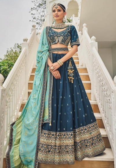 Navy blue viscose lehenga choli for wedding 179721