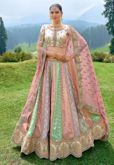 Multicolor silk lehenga choli 6506