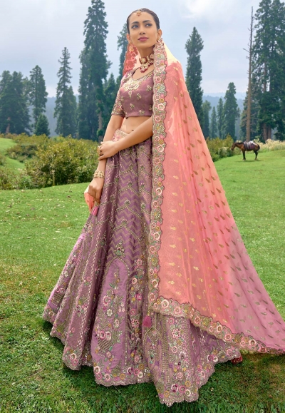 Lavender silk wedding lehenga choli 6503