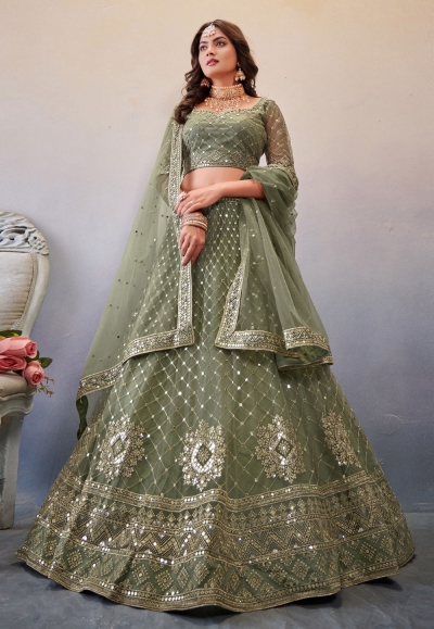 Camo green net lehenga choli 180283