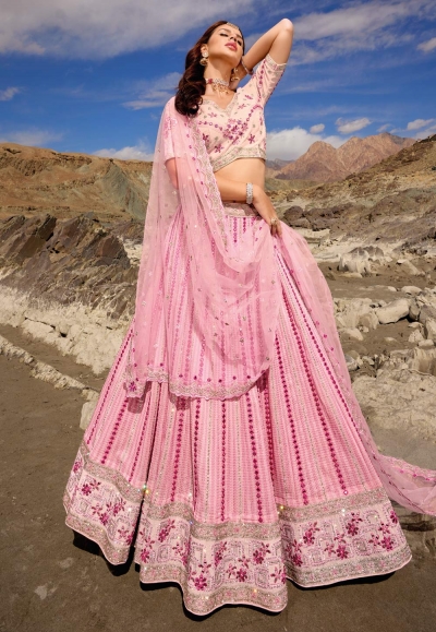 Pink georgette lehenga choli 7404