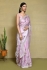 Pink satin silk embroidered saree with blouse N7266A