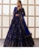 Bollywood Model Velvet Embroidery wedding lehenga in blue color