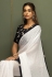 White georgette designer saree with blouse SV211