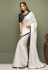 White georgette designer saree with blouse SV211