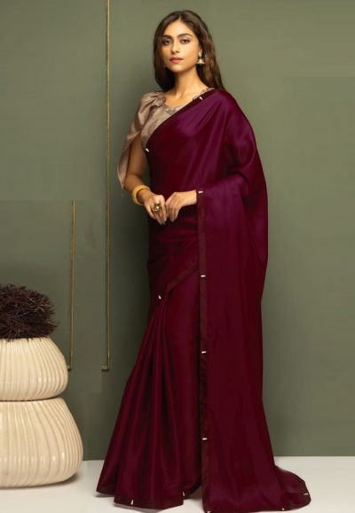 Maroon konark silk designer saree with blouse SV216