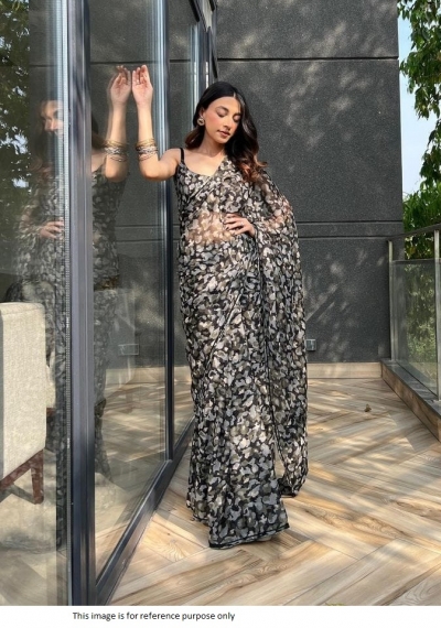Bollywood heavy military print soft georgette saree