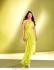 Bollywood Madhuri Dixit inspired sequins work georgette saree lemon green