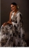 Bollywood model georgette brown and black floral print saree in white