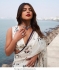 Bollywood Priyanka chopra inspired digital print white satin saree