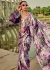 Digital Print satin saree in Purple color 1402